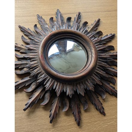 Kézzel készült, egyedi falitükör  – vintage, nap motívummal